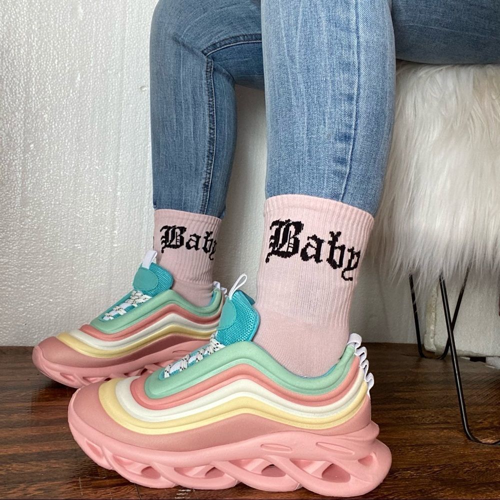 Pastel Multi Color High Rise Sneakers - Picture 3 of 5